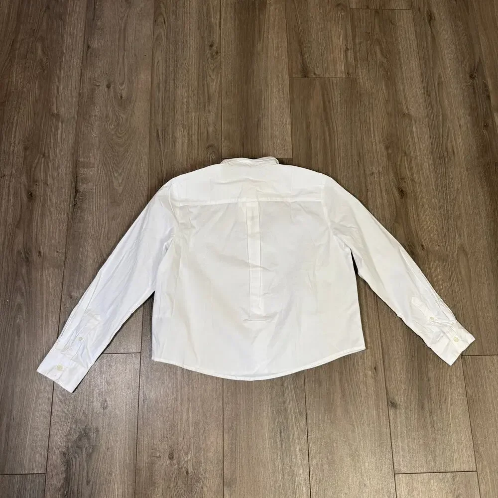 J.Crew Petite Modern Button-Up Shirt WMNS PS White Long Sleeve Collared Stretch